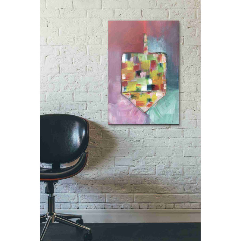 «Dreidel of Many Colors» par Linda Woods, art mural sur toile, H 26 po x l 18 po