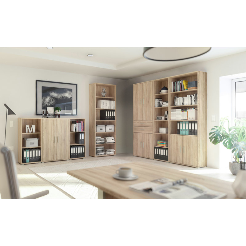 OFFICE LINE 220cm H Engineered Wood Standard Shelf Bookcase, Sonoma Oak, 220cm H x 79cm W x 35cm D.
