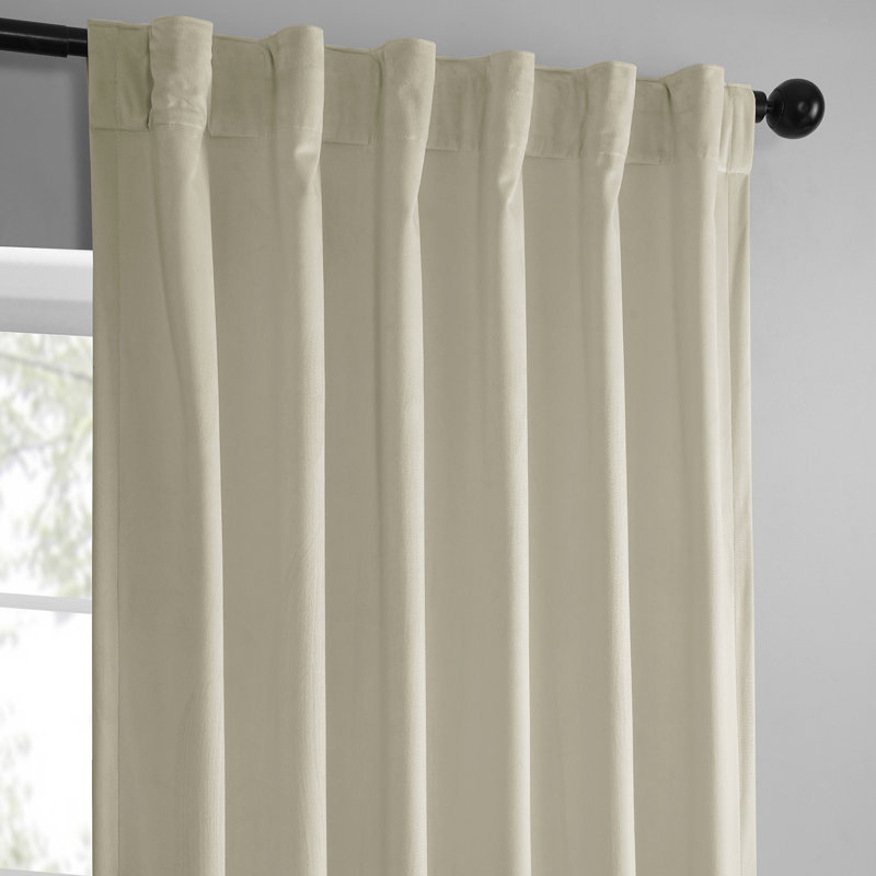 Winnette Velvet Room Darkening Curtain Panels, Light Ivory, 50" W x 120" L