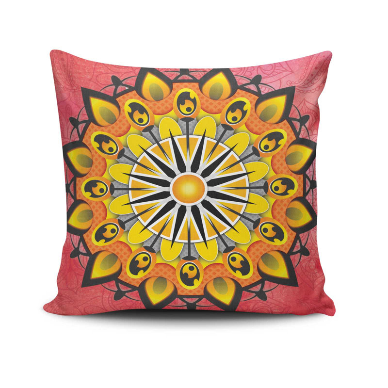 Housse et insert de coussin décoratif intérieur / extérieur en coton / polyester Dalloway, Rouge / jaune, polyester