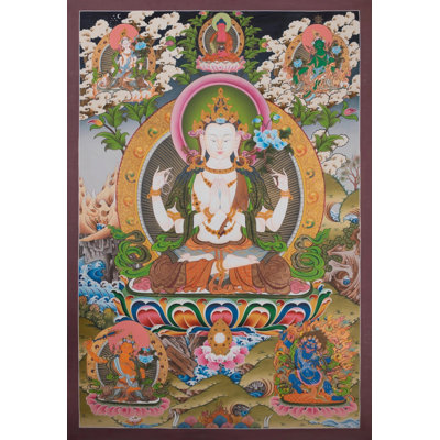 Large Chengrezig Thangka (Brocadeless Thangka)