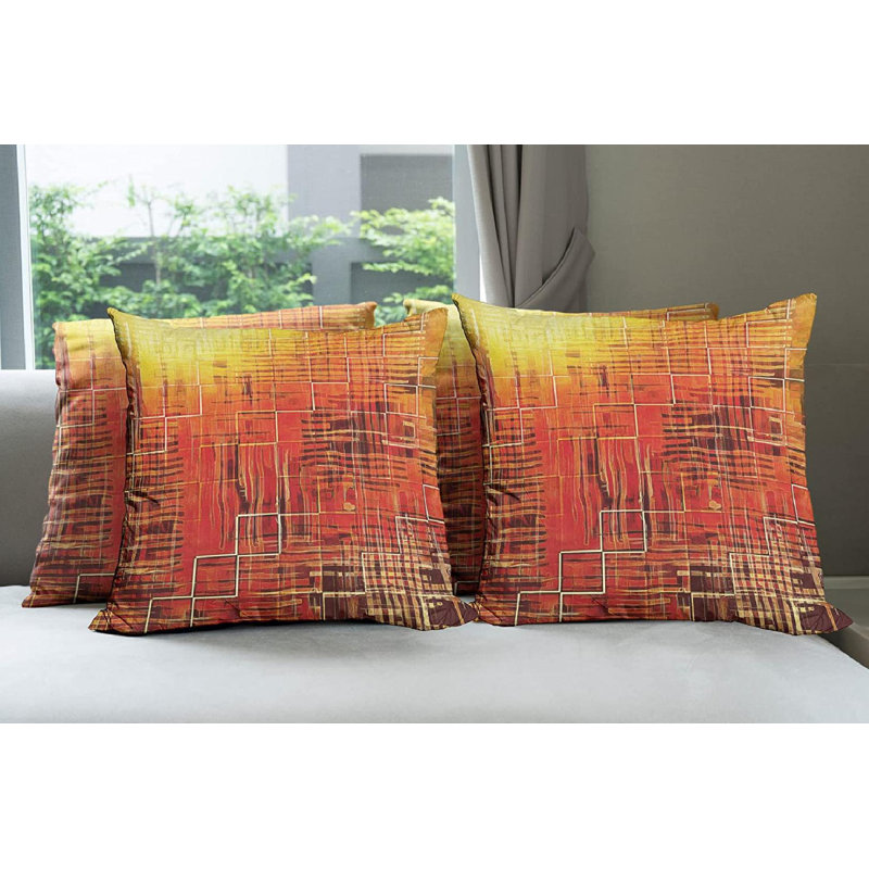 Ensemble de 4 coussins décoratifs Ambesonne Burnt Orange Burnt, 16 po x 1 po