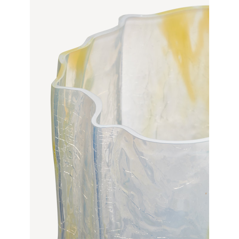 Crackle Handcrafted Glass Table Vase, Yellow