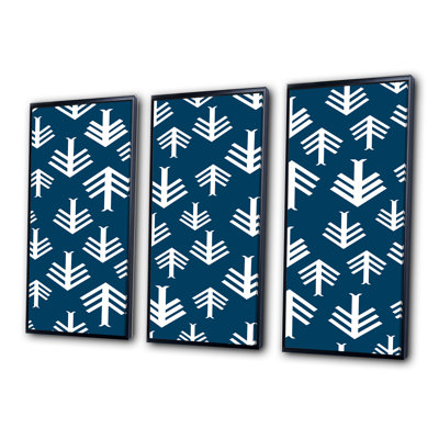 «American Indian Inspired Triangular Geometrics II - Bohemian», ensemble de 3 toiles encadrées
