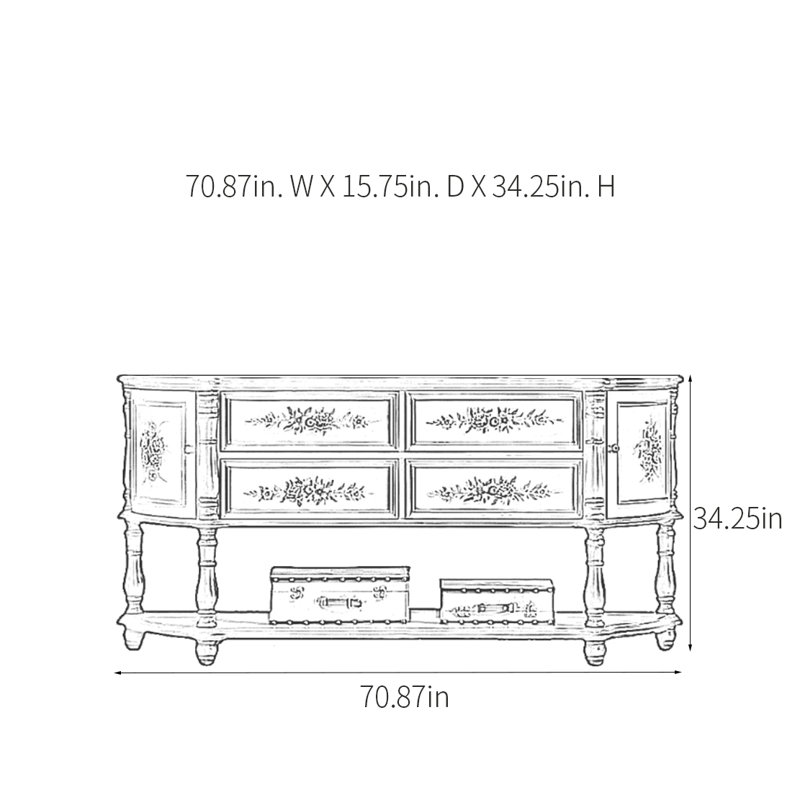 Console American Retro, H 34,25 po x l 70,87 po x P 15,75 po