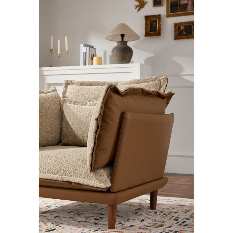 Fauteuil moderne surdimensionné en chenille, Chenille brun