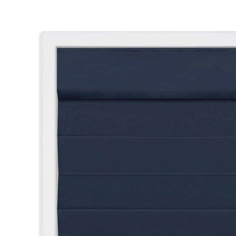 Coursey Cordless Blackout 100% Cotton Roman Shade with Cellular Shade Backing, Navy, 33"W x 72"L