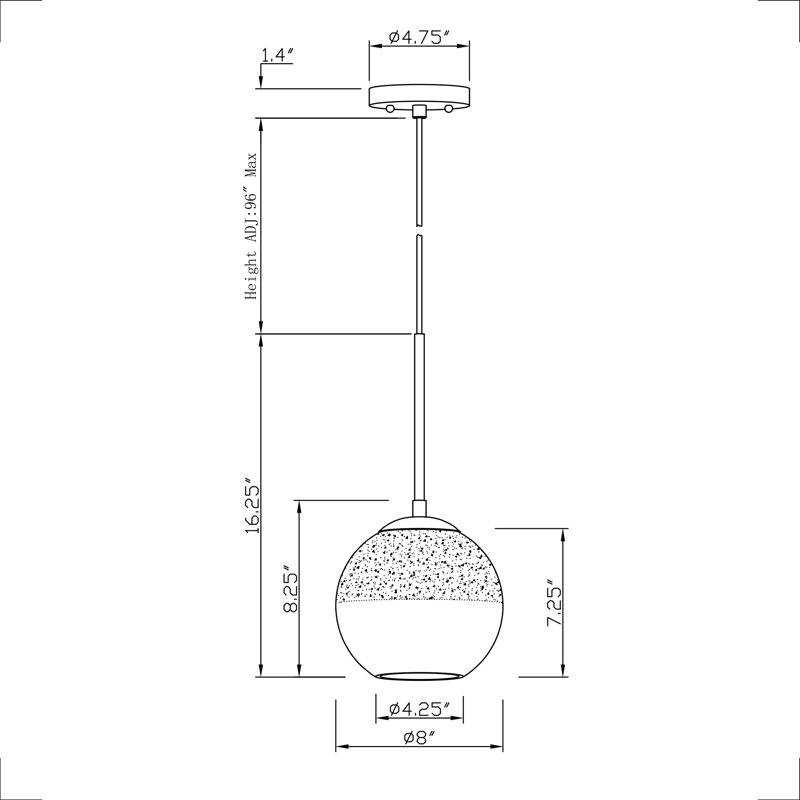 Aver 1 - Light Single Pendant, 16.25" H x 8" W x 8" D, Soft Gold