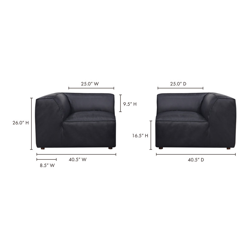 Form Corner Chair Espersso Brown, Black Top Grain Leather