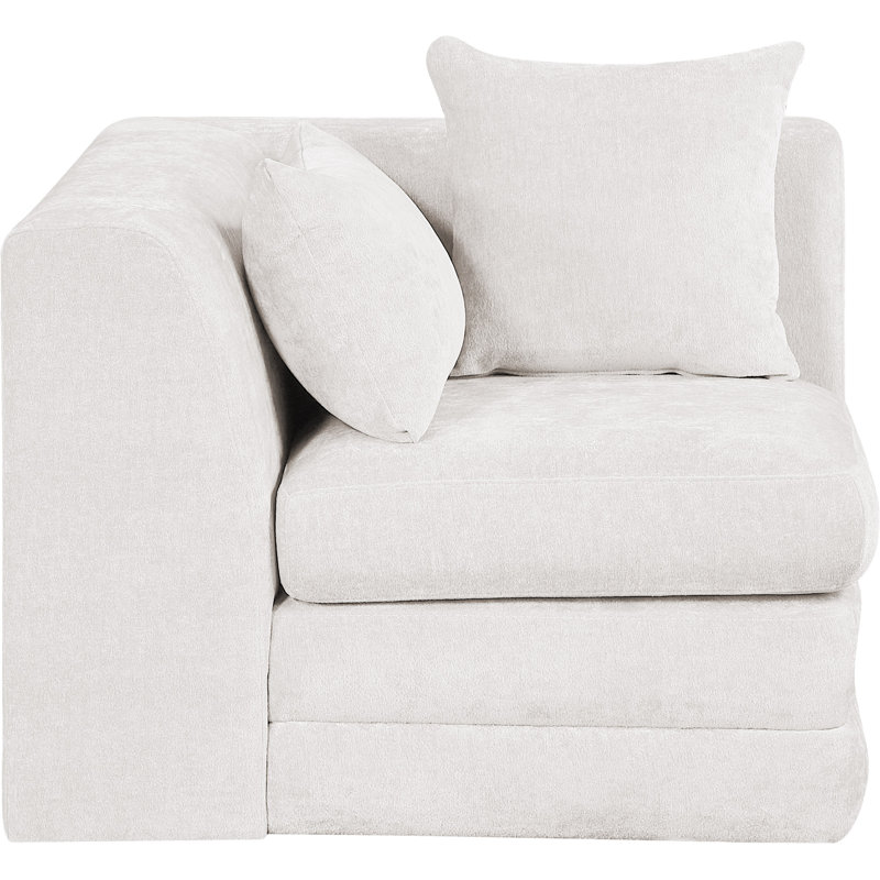Fauteuil d'angle rembourré Vredenburgh Chenille, Tissu chenille crème
