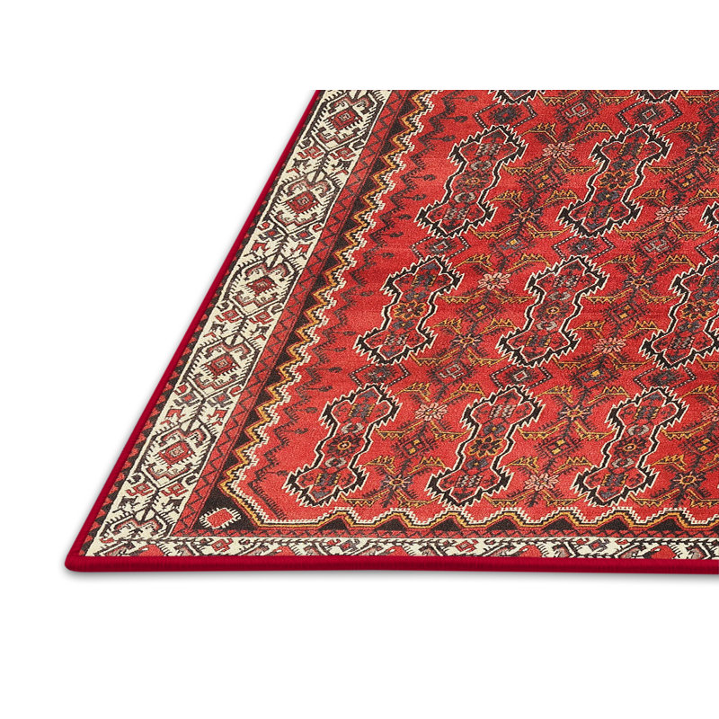 Tapis décoratif rouge cosmos du Sud-Ouest, Rectangle 5 pi x 7 pi