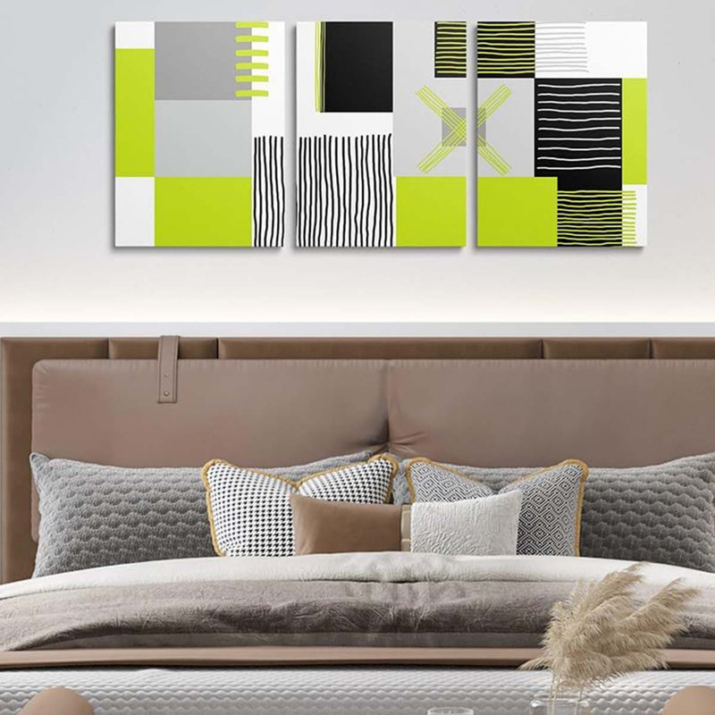 3 Piece Wrapped Canvas Print, Green