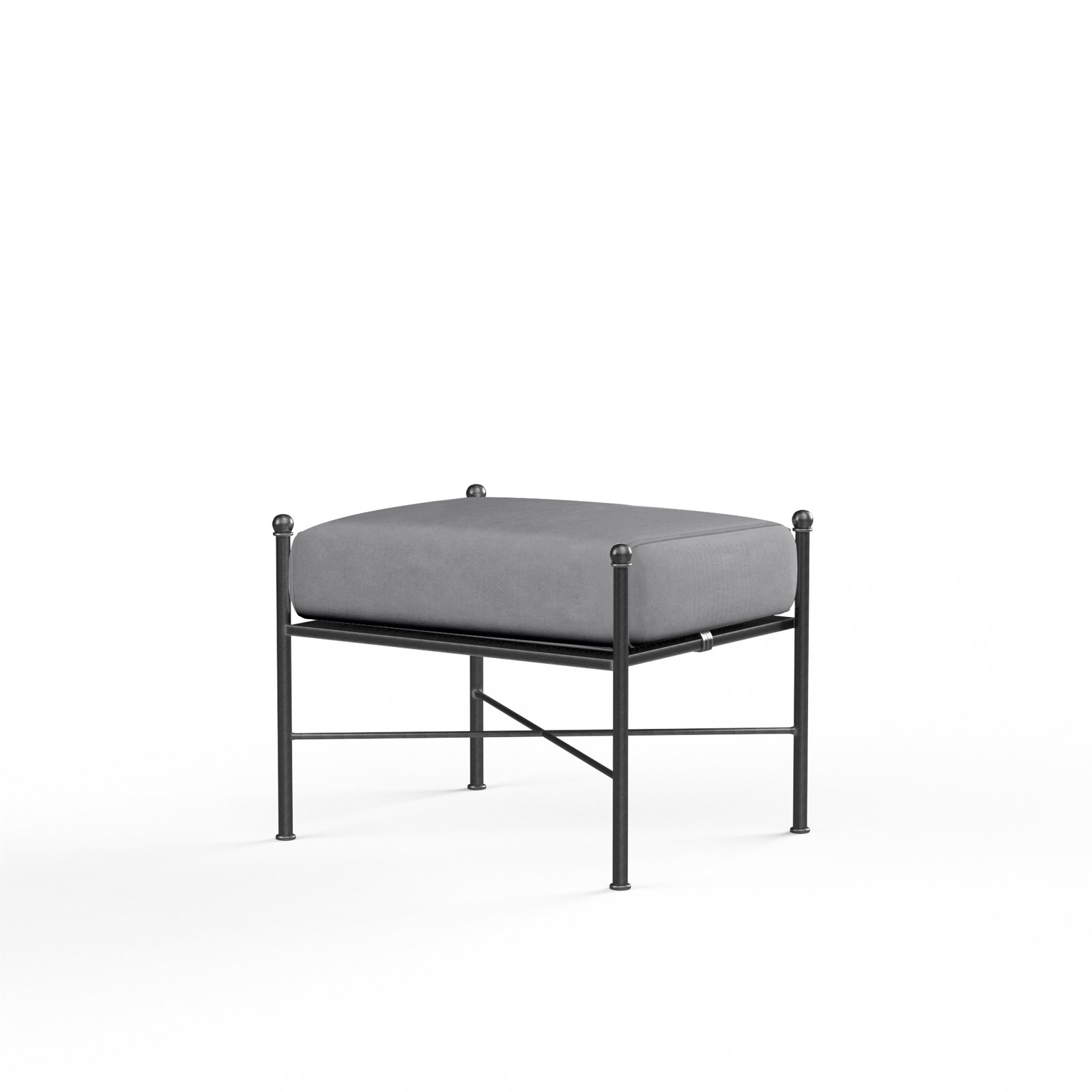 Lucier Upholstered Outdoor Ottoman with Cushion, Canvas Granite