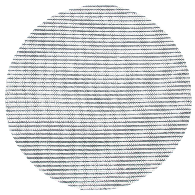 Tapis gris clair / blanc en laine tissé à plat Perry, Rond 6 pi