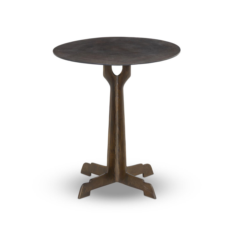 Malloy Outdoor End Table-Antiqued Brass Aluminum, Antiqued Brass