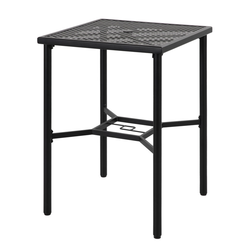 Outdoor 28" Square Bar Table With Mesh Top And 1.57" Umbrella Hole, 40.7'' H X 28'' D X 28'' W