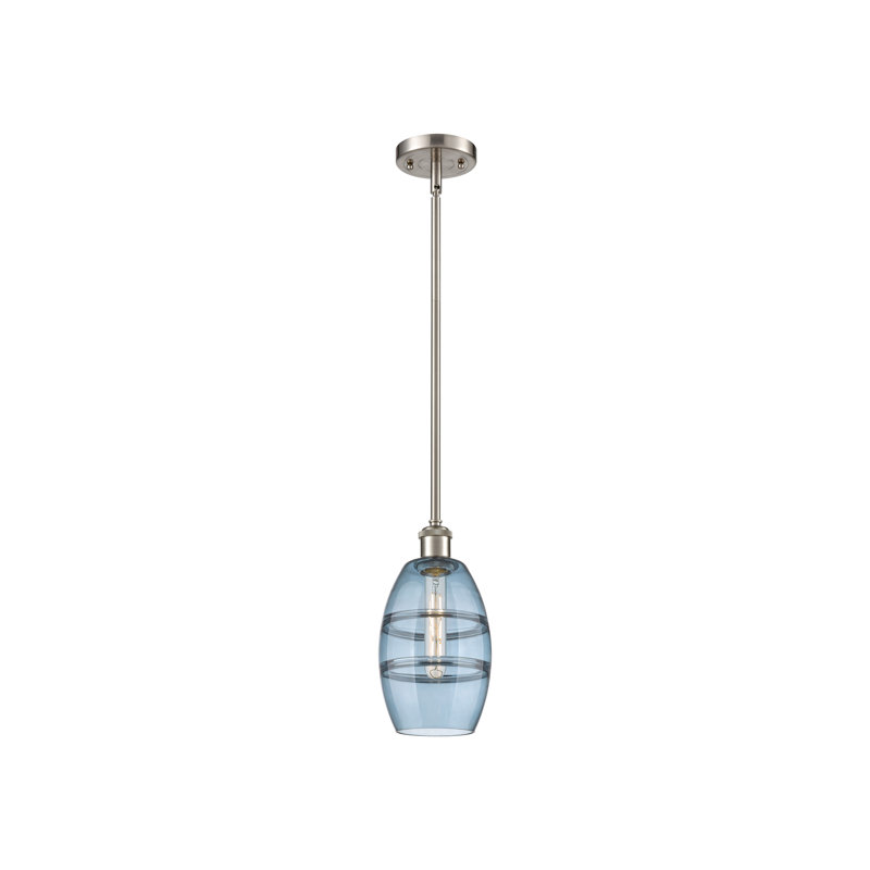 Luminaire suspendu à tige 1 lumière 10 po Ballston Bettylou, H 8,13 po x l 5,88 po x P 5,88 po, Bleu princesse