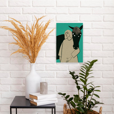 «Woman and Her Horse», art mural abstrait minimaliste moderne