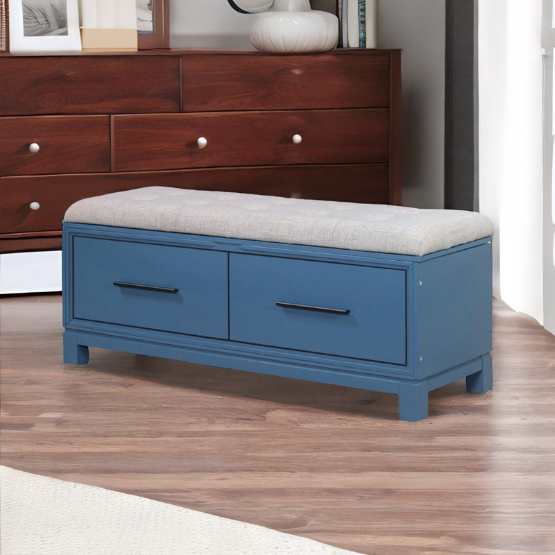 Shoe Bench With Removable Cushion, Navy