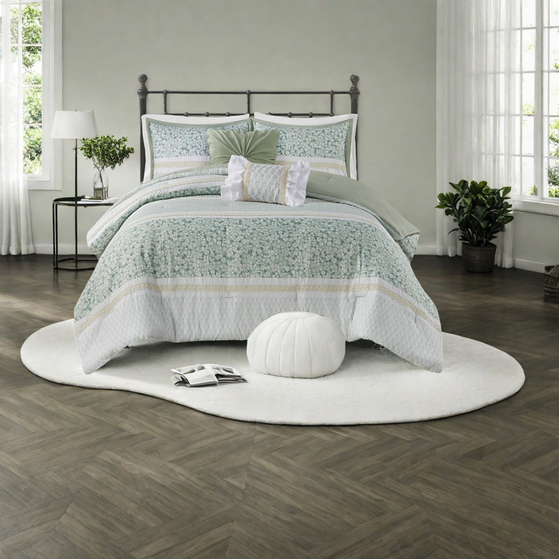 Elegant Farmhouse Bedding Sets, Seersucker Polyester, Comfortable Home Decor