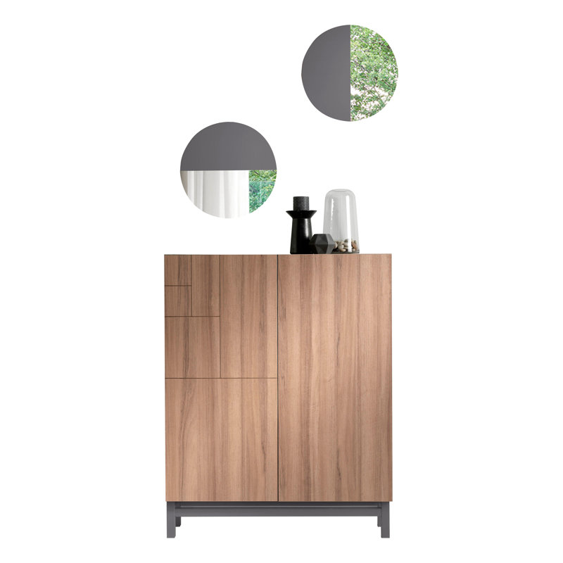 18 Pair Shoe Storage Cabinet, Walnut/Grey