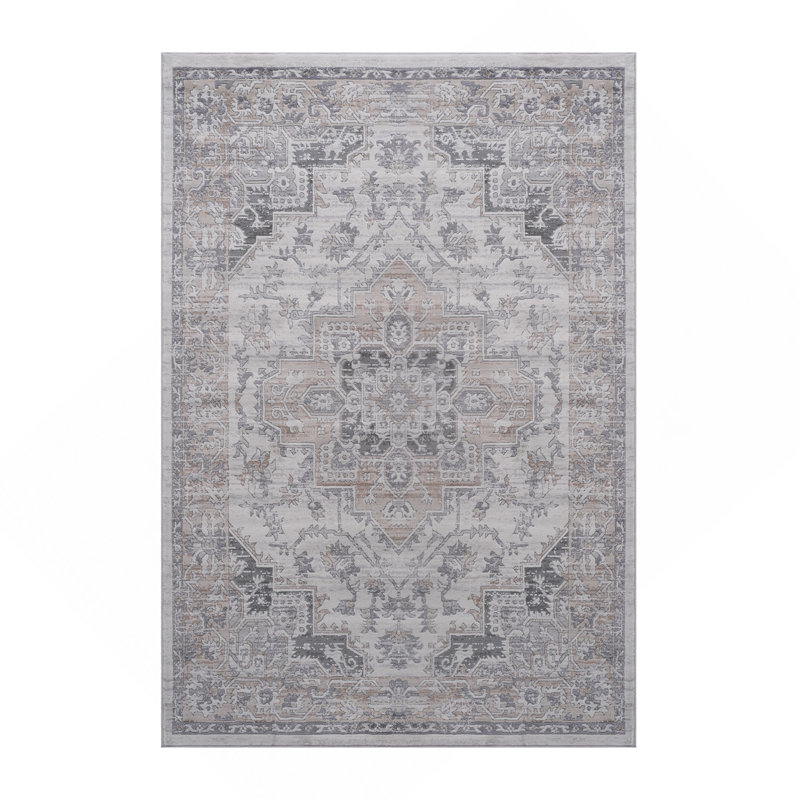 Ivory / Beige / Oriental Area Rug, Rectangle 5'3" x 7'6"