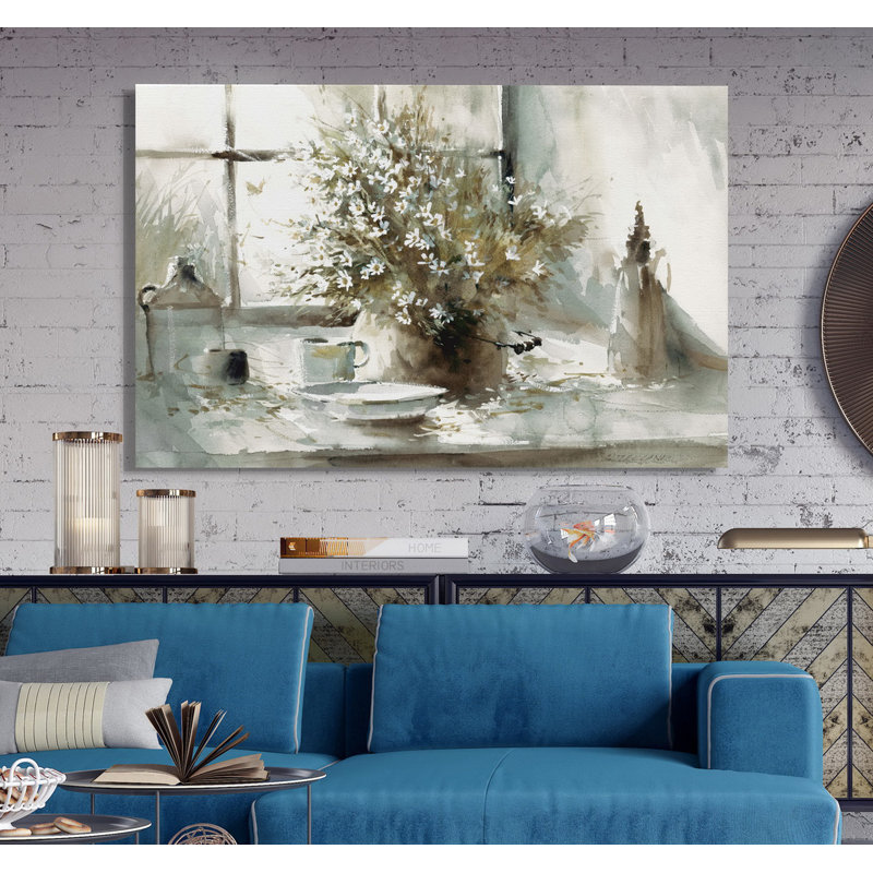 " Daisy Still Life ", 32" H x 48" W x 1.5" D, Wrapped Canvas