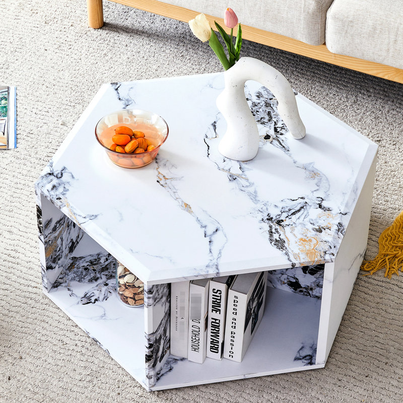 Table basse hexagonale blanche - Rehausse l'apparence de vos tables minimalistes et fonctionnelles