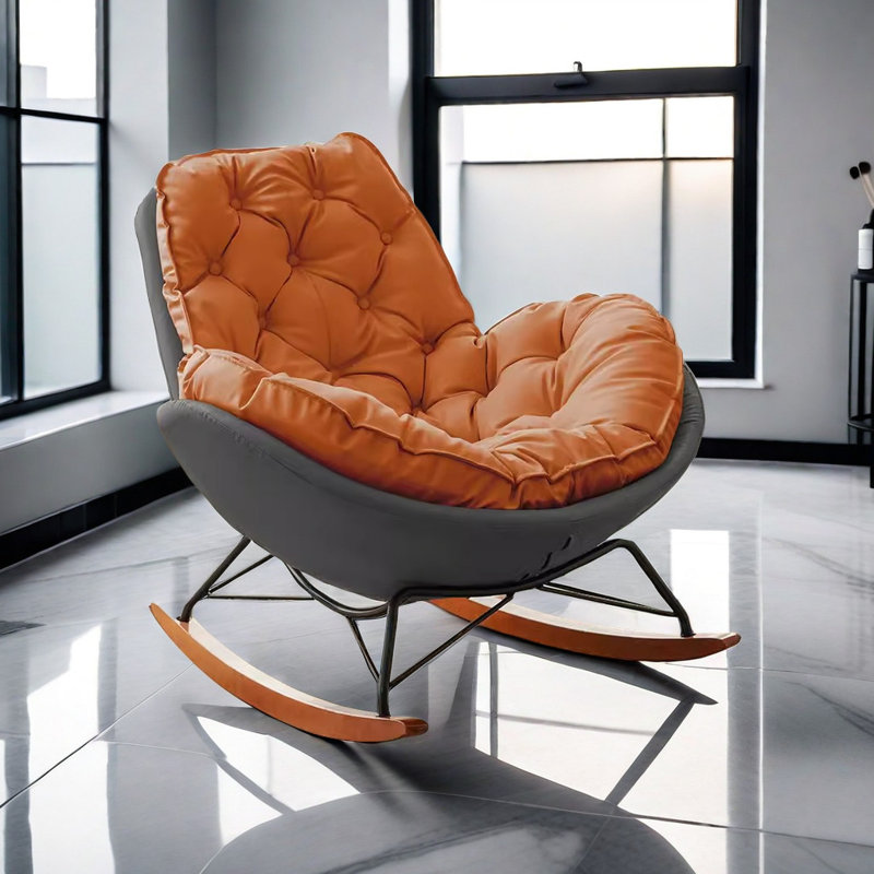 Chaise berçante légère, luxueuse et confortable, Orange et gris