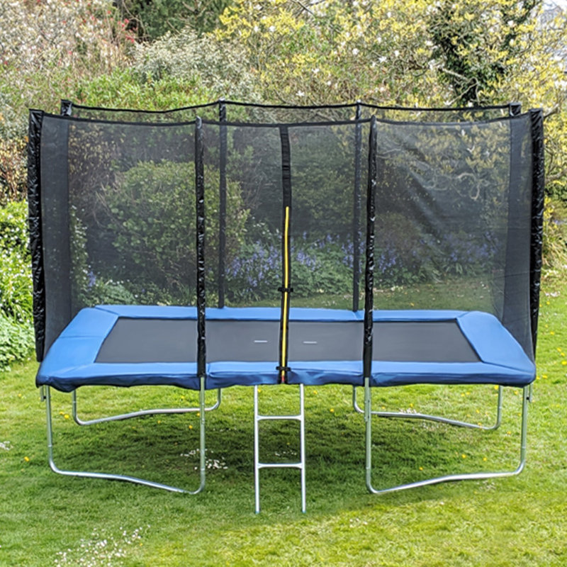 Freeport Park 365cm ft x 244cm ft Rectangle Backyard Trampoline with Safety Enclosure, Blue