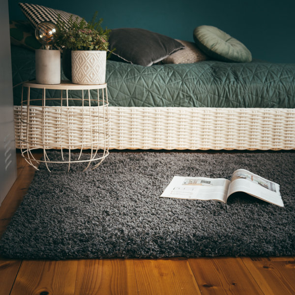 Twist Solid Colour Area Rug, Rectangular 80 x 150cm, Anthracite