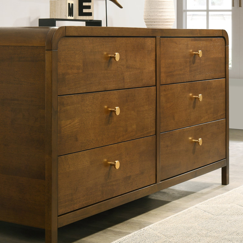 Commode 6 tiroirs avec cadre en bois d'hévéa rond Roundwood Furniture Eldren