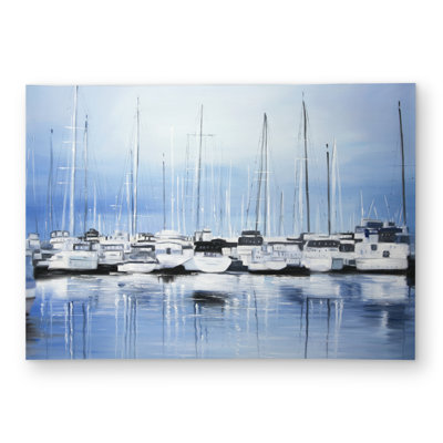 Boats at the Dock - Coastal Outdoor Area Rug for Home Decor