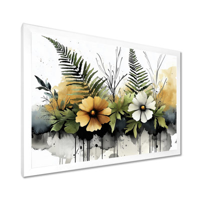 Fleurs sauvages de fleurs tropicales avec fougères I - fleurs sauvages sur toile, art mural