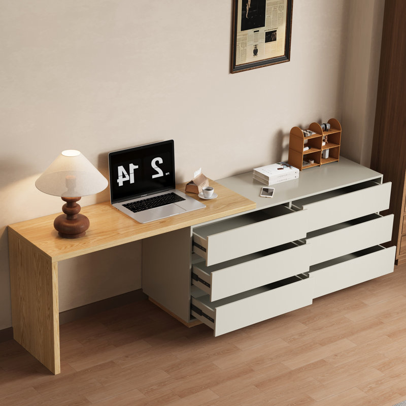 Bureau en coin en L avec 6 tiroirs
