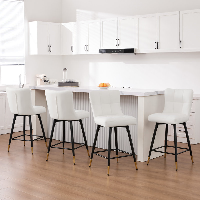 Swivel Upholstered Counter Stool, White