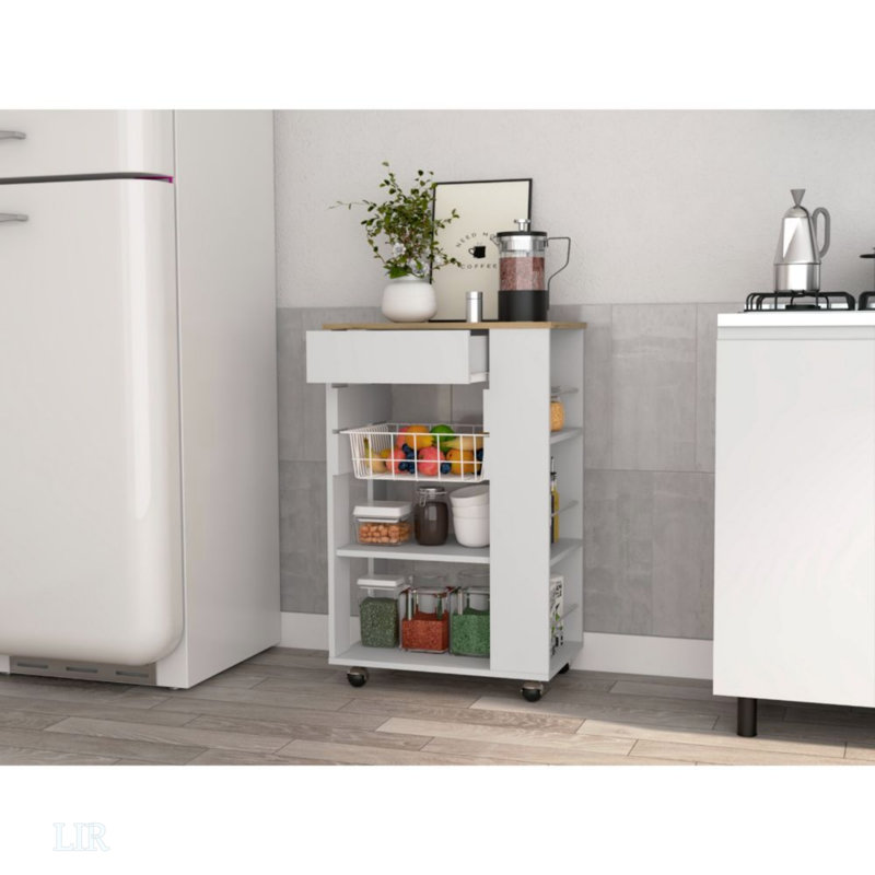 5-Shelf 1-Drawer Kitchen Cart, White