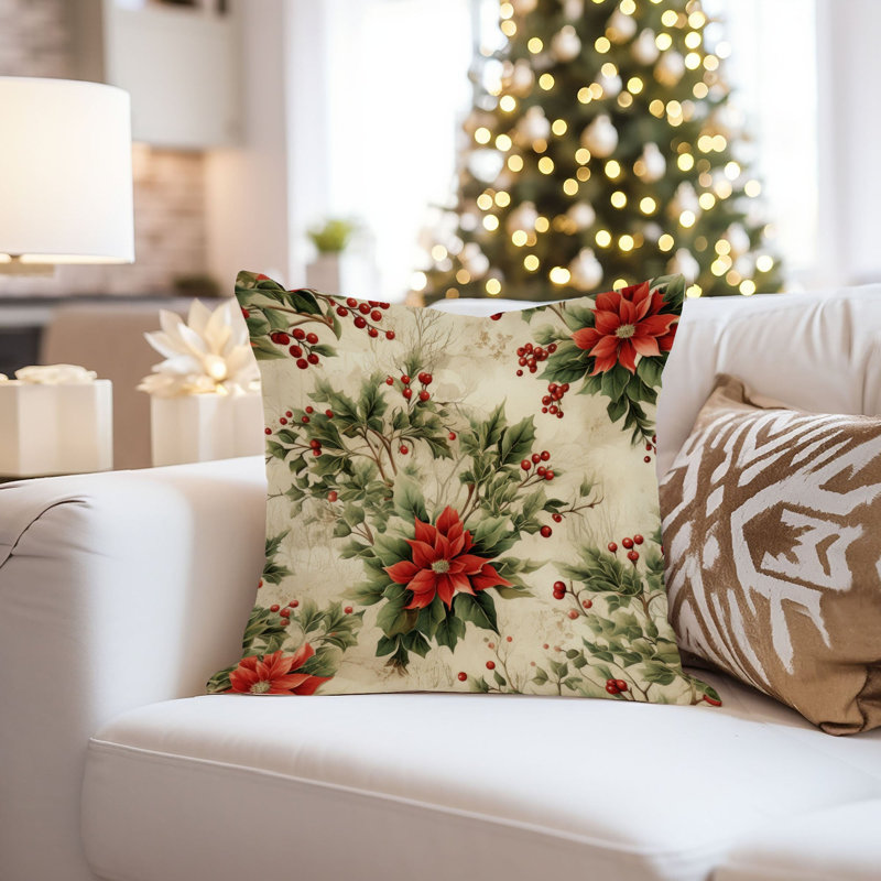 Floral Christmas Floral Pattern Flowers Classical, 18" x 18"