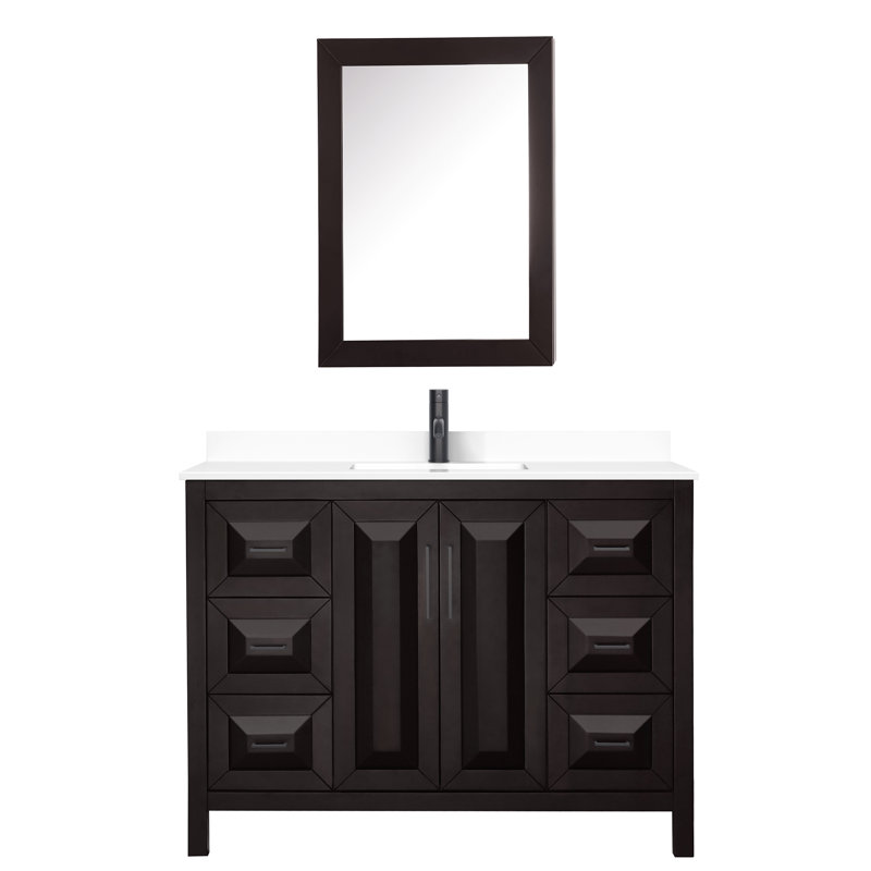 Daria 48'' W Vanity, White Cultured Marble, Dark Espresso, Matte Black