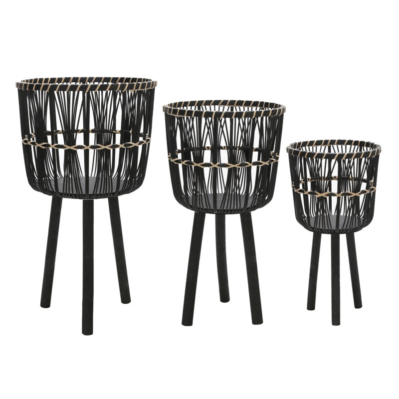 S / 3 POT DE BAMBOU 11/13/15 ", NOIR