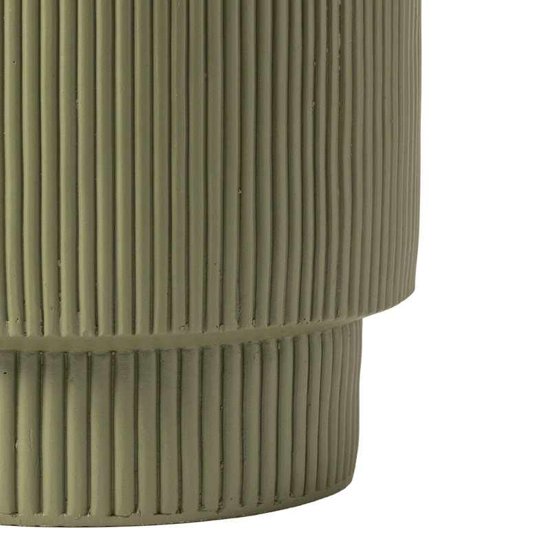 Biddlesden 14" Round Fiberstone Side Table with Ribbed Design – Indoor/Outdoor Accent Table for Patio, Living Room, or Bedroom