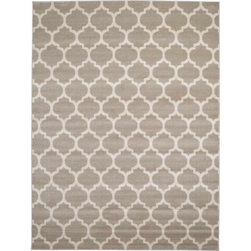 Tapis brun clair / beige tissé à la machine Molly, Rectangle 10 pi x 14 pi 1 po