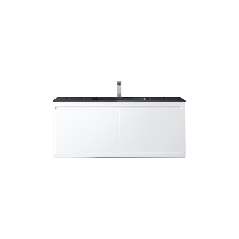 Mantova 47.25'' W Single Vanity, Charcoal Black, Glossy White