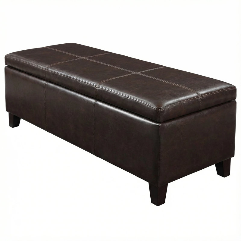 Aspen 50.25" Wide Rectangle PU Leather Storage Ottoman Bench with Lift-Top Storage