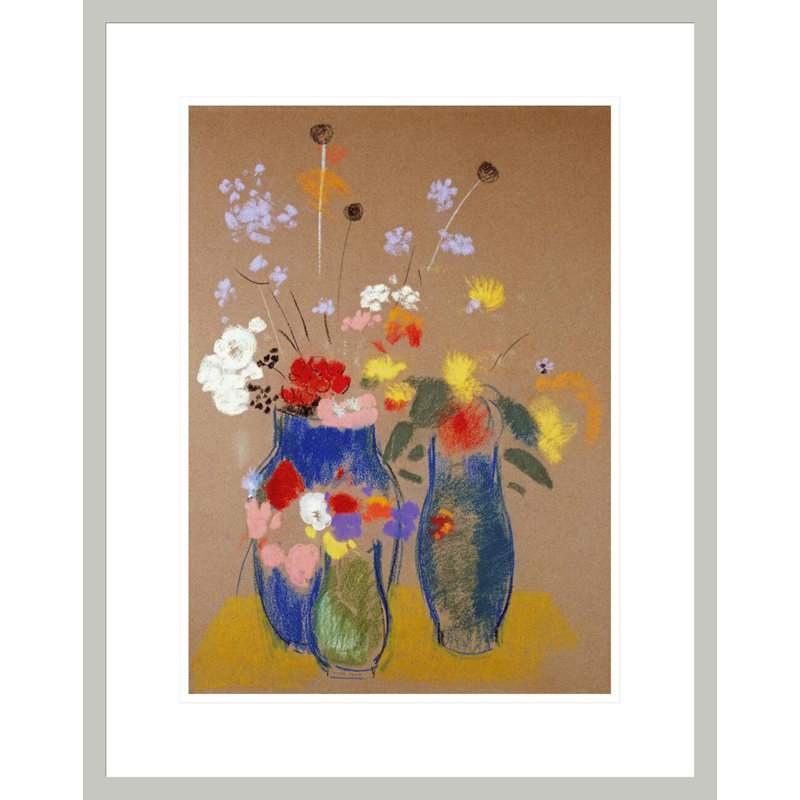 «Three Vases of Flowers» par Odilon Redon, impression giclée sur cadre, 21.75" H x 17.23" W