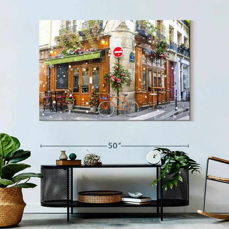 Noël au café français, H 34 po x l 51 po