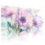 Aquarelle, fleurs d'anémone rose et mauve sur toile, impression florale (ensemble de 3)-1535846266