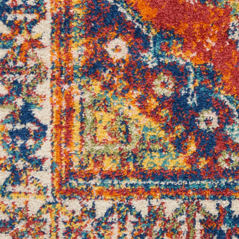 Bohemian Spirit Orange Diamond Synthetic 5'3" x 7'3" Area Rug