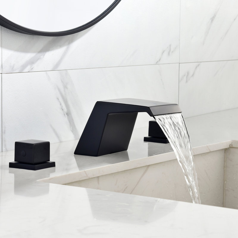 Widespread 2-handle Bathroom Faucet with Drain Assembly, Black