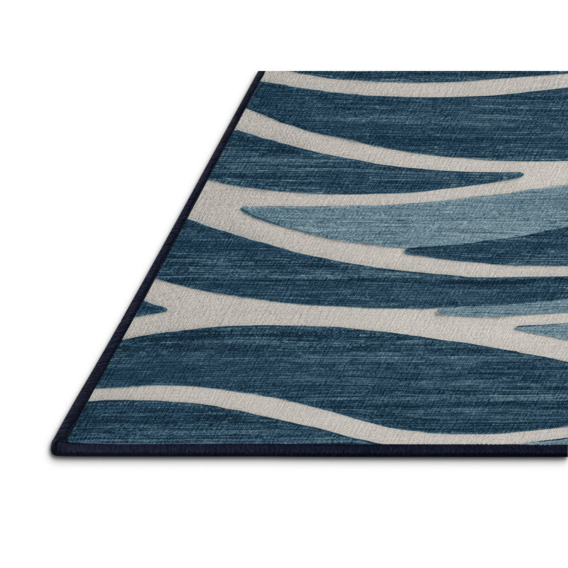  Tapis nautique lavable à vagues abstraites, Rond 5 pi